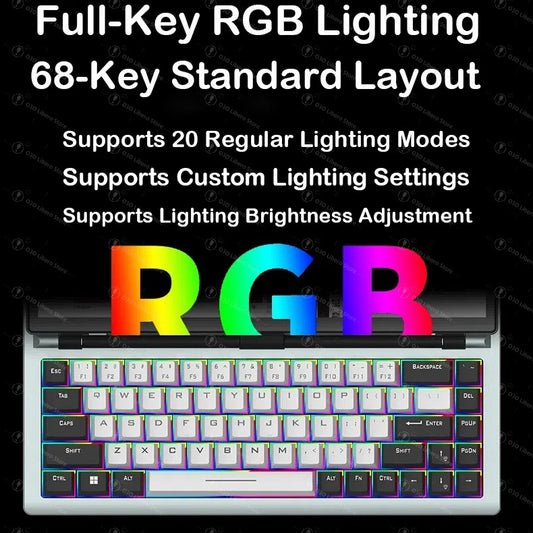 68 Keys Gaming Mechanical Keyboard 12.3'' IPS Touch Screen with Camera and Speaker RGB Support Hot Swappable Ergonomic Design