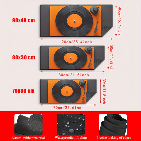 1pc, Extra-large Mouse Pad, An Orange Record with HeadphonesSuitable for Computer and Laptop Gamers and Office Workers, It Is Fashionable and Durable, with a Soft Touch. The Large-sized Widened Office Gaming Mouse Pad Is a Mu