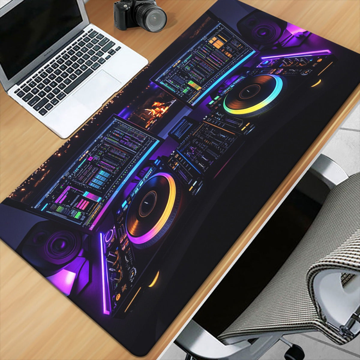 1pc Colorful DJ Equipment Setup HD Printed XXL Gaming Mouse Pad & Desk Mat - Multi-Functional, Non-Slip Rubber Base, Ultra Smooth Surface for Gaming, Office, and DJ Setup - Ideal Gift for Gamers and DJs, Gaming Desk Accessory