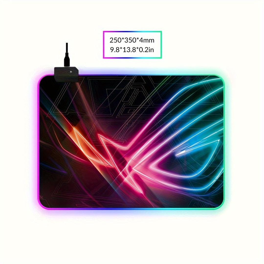 BJ05-RGB Mouse Pad, LED Backlit Sewn  Large Keyboard Table Pad, 400*900mm Plus Game Player Accessories Mouse Pad, 4mm Thick Non-slip Decorative Table Pad, Office Mouse and Keyboard Pad, Student Table Mat.