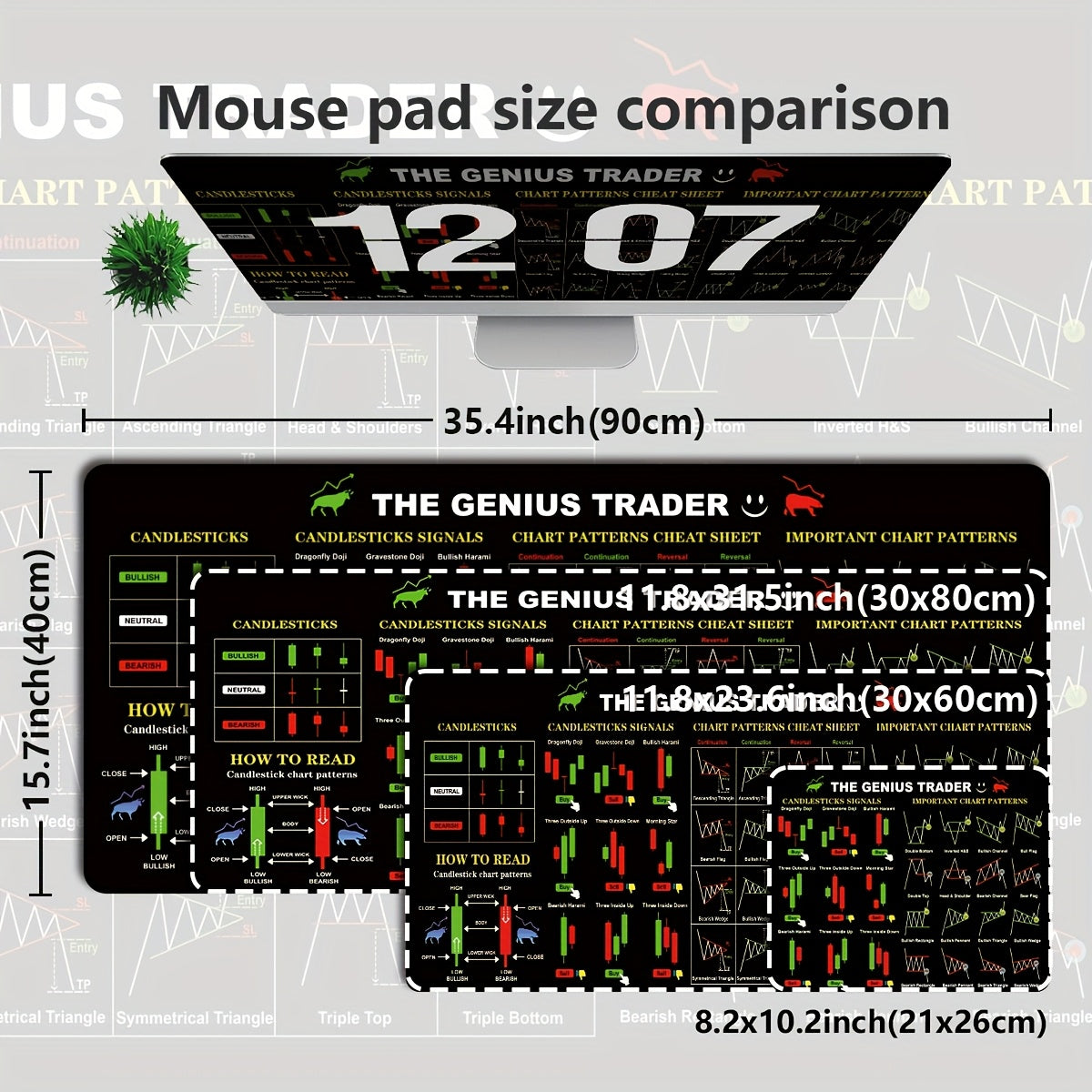 1pc Extended Gaming Mouse Pad, Laptop Keyboard Mat, Study Desk Protector - THE GENIUS TRADER Stock Learning Pattern - Durable, Non-Slip Backing, Multiple Sizes Available (Small, XL, XXL) - Suitable for Home, Office, Work, Gam