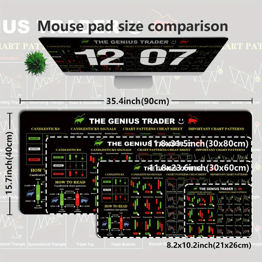 1pc Extended Gaming Mouse Pad, Laptop Keyboard Mat, Study Desk Protector - THE GENIUS TRADER Stock Learning Pattern - Durable, Non-Slip Backing, Multiple Sizes Available (Small, XL, XXL) - Suitable for Home, Office, Work, Gam