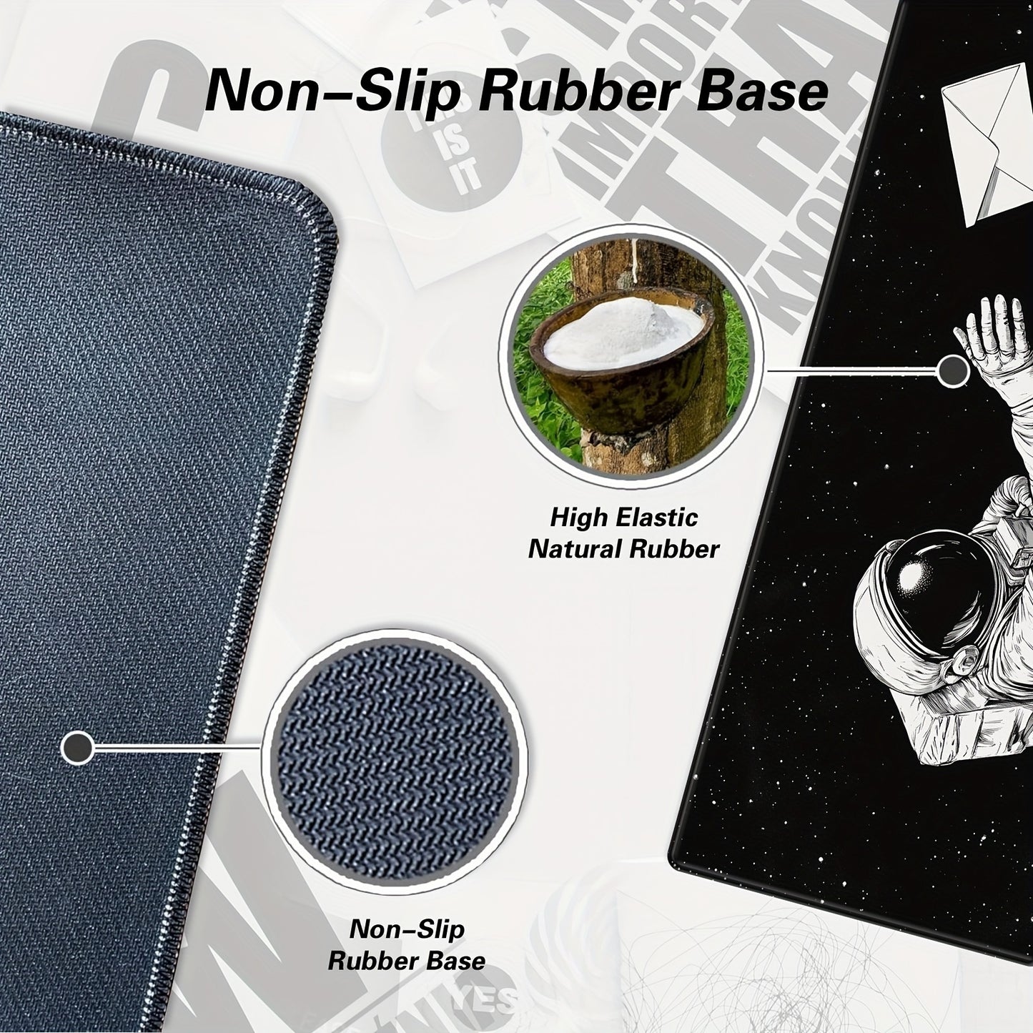 Space-Themed Large Gaming Mouse Pad with Astronaut Design - Non-Slip Rubber Base, Stitched Edges, Washable Desk Mat for Keyboard and Mouse, 31.5 x 11.8 Inches, Mouse Pads for Desk