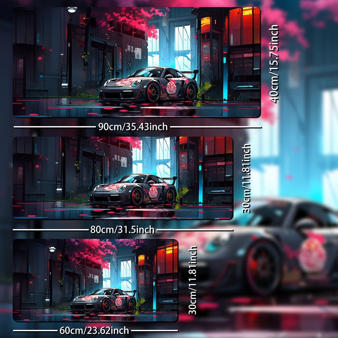 A Mouse Pad With A Drawing Of A Racing Car For Anime Games, An Anti-slip Desk Pad, And A Writing Pad.