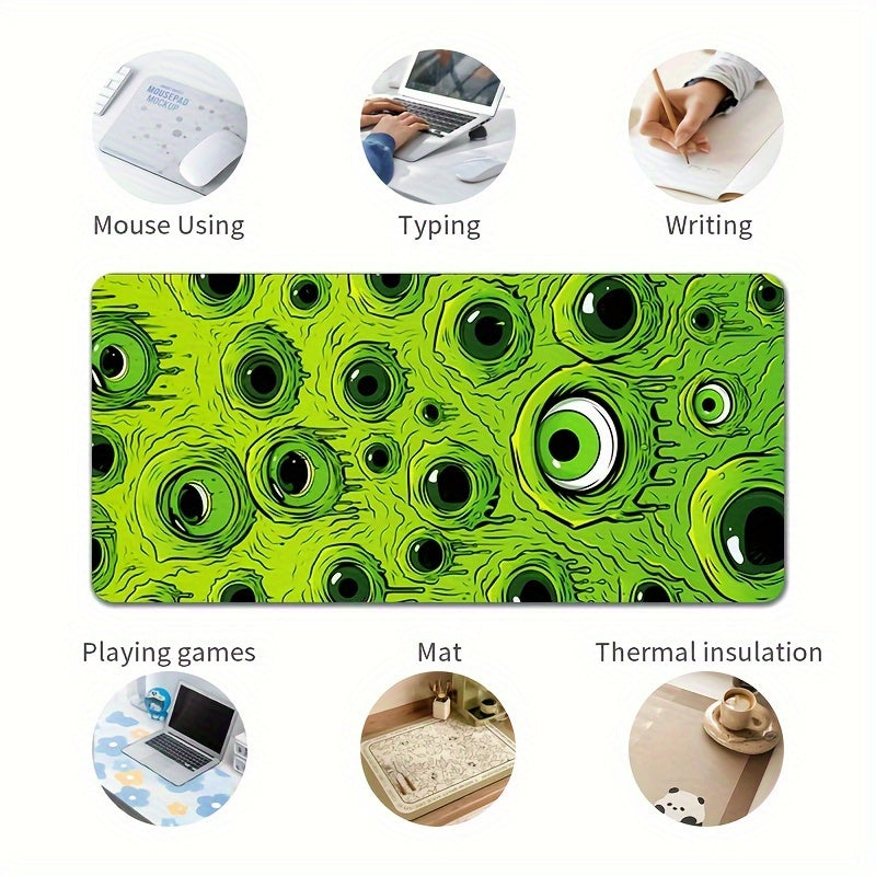 Green Eyes Pattern Waterproof Mouse Pad, Desktop Pad, Large Game Mouse Pad, E-Sports Office Keyboard Pad, Non-slip Mouse Pad