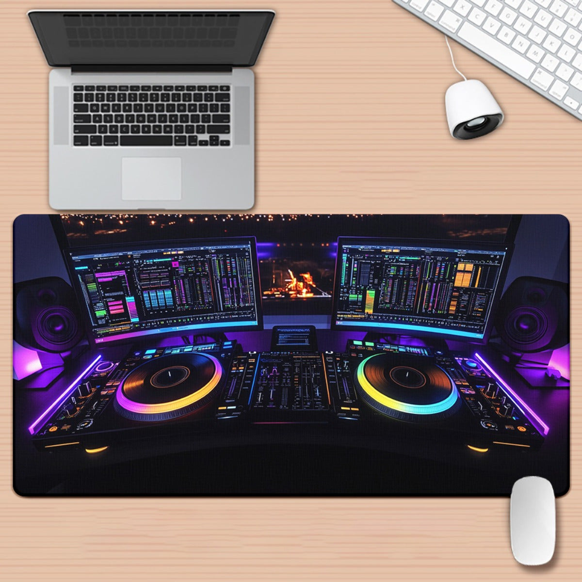 1pc Colorful DJ Equipment Setup HD Printed XXL Gaming Mouse Pad & Desk Mat - Multi-Functional, Non-Slip Rubber Base, Ultra Smooth Surface for Gaming, Office, and DJ Setup - Ideal Gift for Gamers and DJs, Gaming Desk Accessory