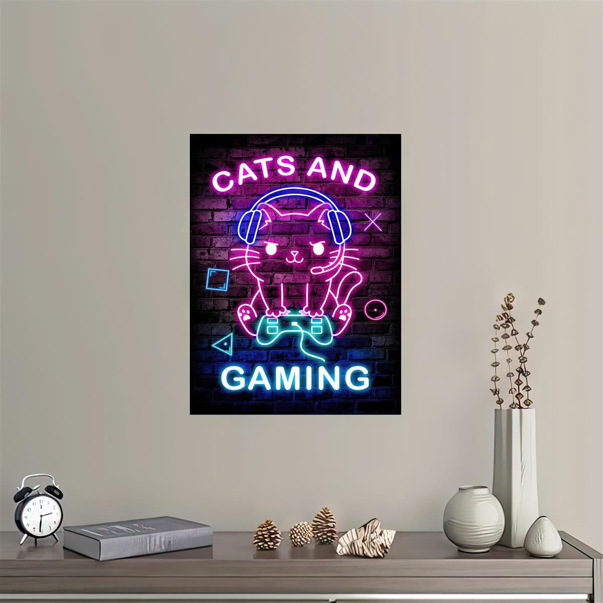 1pc Canvas Poster, Modern Art, Cats And Gaming Game Poster, Ideal Gift For Bedroom Living Room Corridor, Wall Art, Wall Decor, Fall Decor, Room Decoration, No Frame