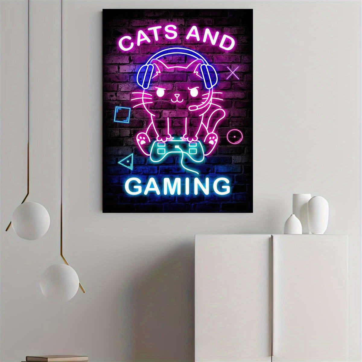 1pc Canvas Poster, Modern Art, Cats And Gaming Game Poster, Ideal Gift For Bedroom Living Room Corridor, Wall Art, Wall Decor, Fall Decor, Room Decoration, No Frame