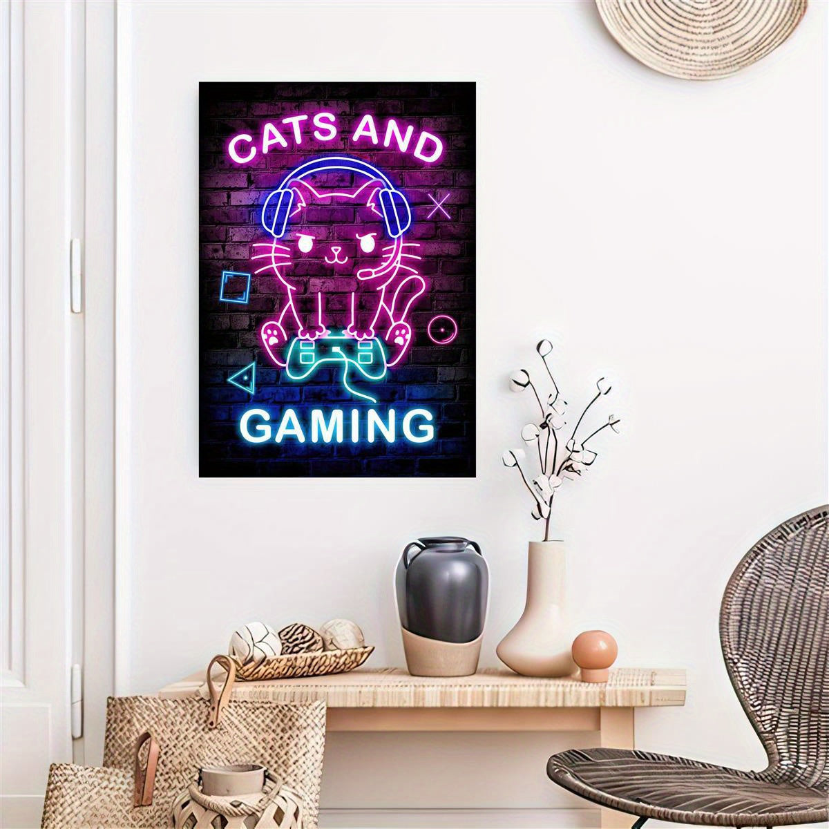 1pc Canvas Poster, Modern Art, Cats And Gaming Game Poster, Ideal Gift For Bedroom Living Room Corridor, Wall Art, Wall Decor, Fall Decor, Room Decoration, No Frame
