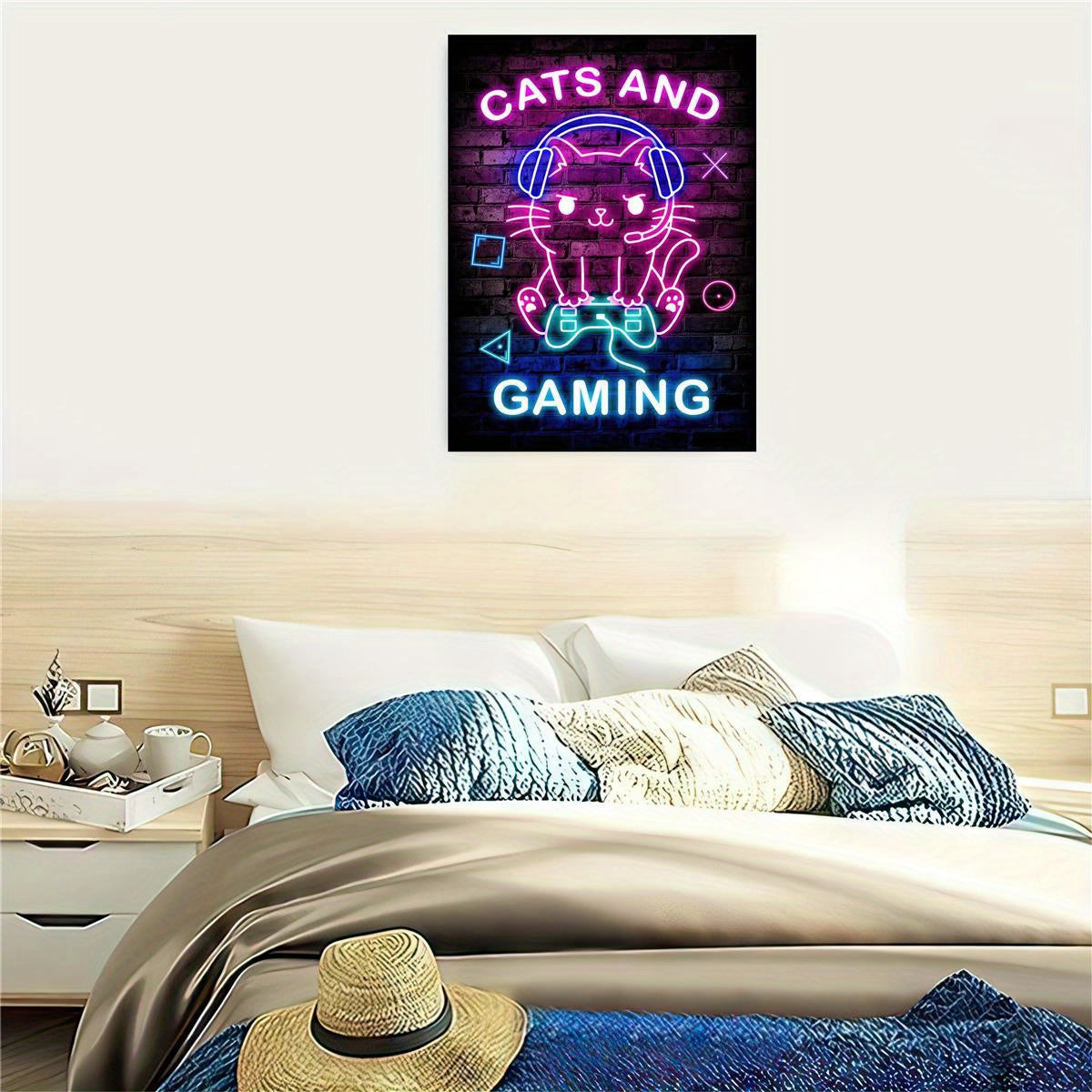 1pc Canvas Poster, Modern Art, Cats And Gaming Game Poster, Ideal Gift For Bedroom Living Room Corridor, Wall Art, Wall Decor, Fall Decor, Room Decoration, No Frame