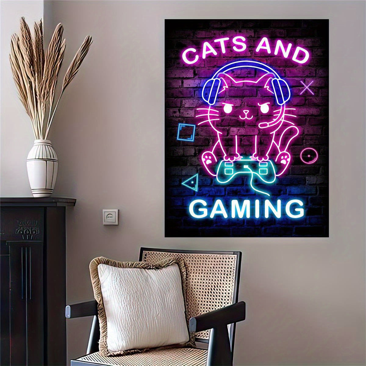 1pc Canvas Poster, Modern Art, Cats And Gaming Game Poster, Ideal Gift For Bedroom Living Room Corridor, Wall Art, Wall Decor, Fall Decor, Room Decoration, No Frame