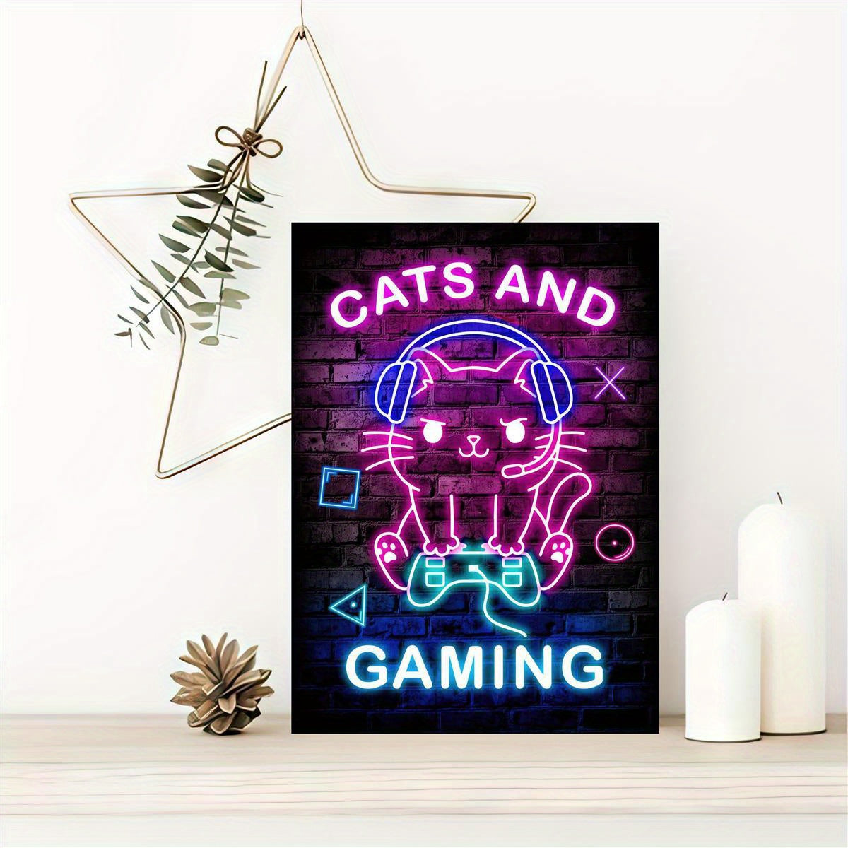 1pc Canvas Poster, Modern Art, Cats And Gaming Game Poster, Ideal Gift For Bedroom Living Room Corridor, Wall Art, Wall Decor, Fall Decor, Room Decoration, No Frame