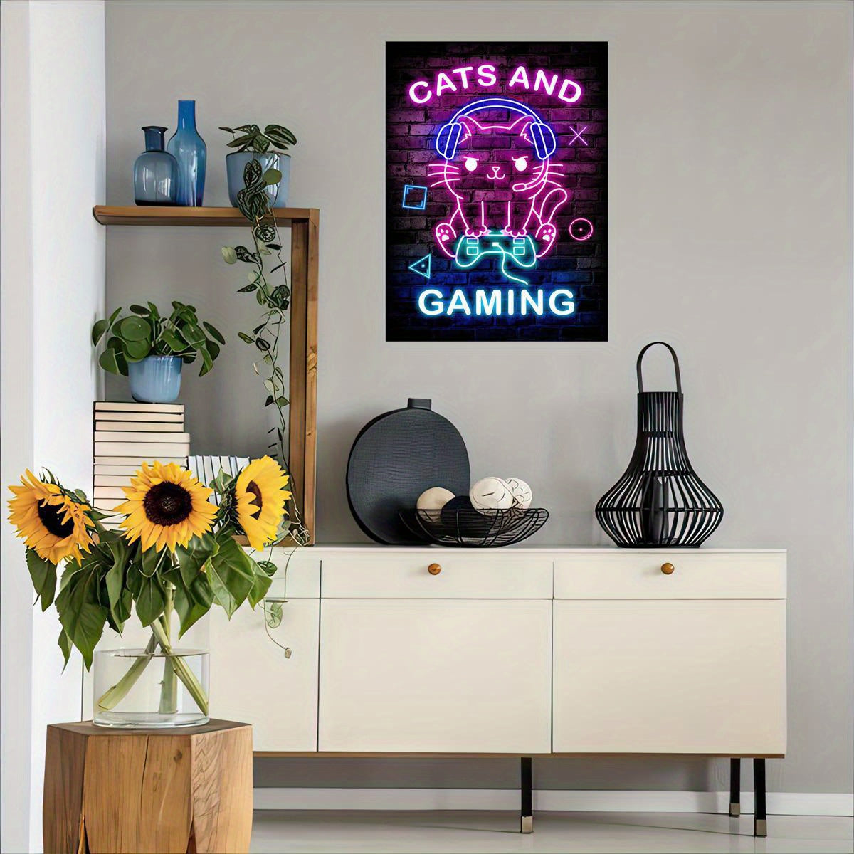 1pc Canvas Poster, Modern Art, Cats And Gaming Game Poster, Ideal Gift For Bedroom Living Room Corridor, Wall Art, Wall Decor, Fall Decor, Room Decoration, No Frame