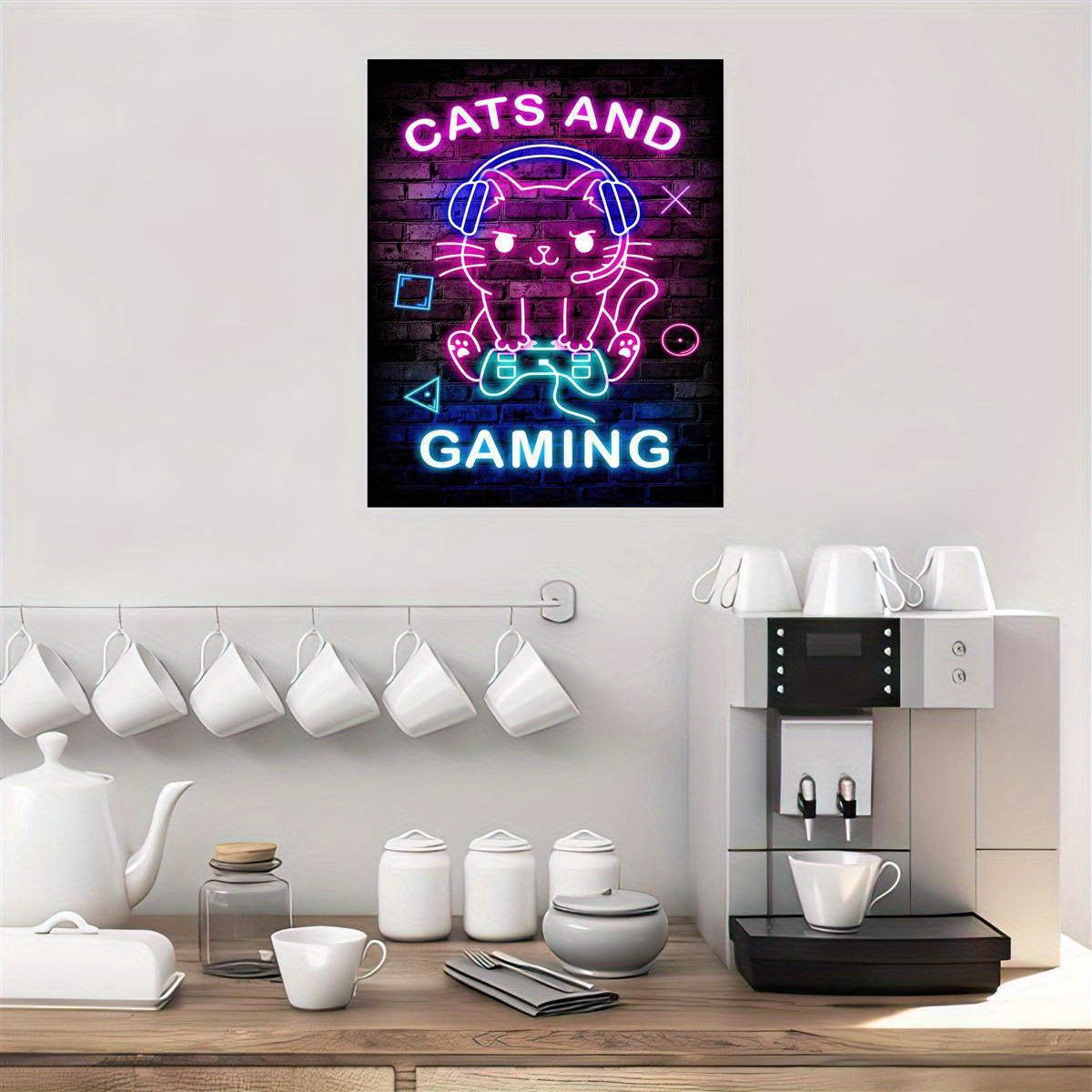 1pc Canvas Poster, Modern Art, Cats And Gaming Game Poster, Ideal Gift For Bedroom Living Room Corridor, Wall Art, Wall Decor, Fall Decor, Room Decoration, No Frame