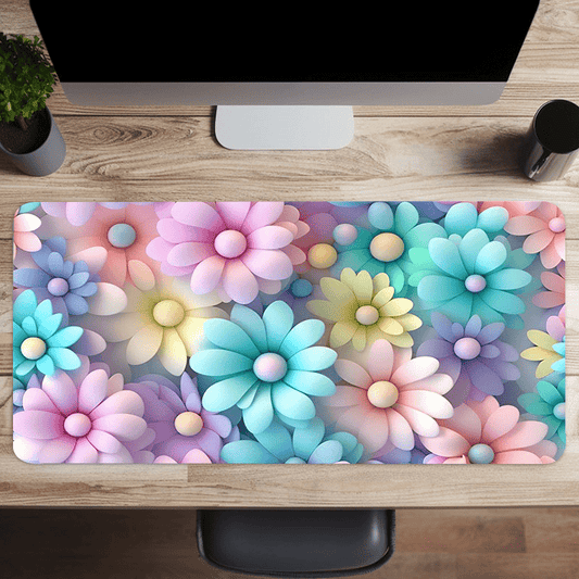 Large 31.4x15.7In Colorful Flower Mouse Pad - Vibrant Aesthetic Design, Non-Slip Rubber Base, Stitched Edge, Water-Resistant, Durable, and Easy-to-Clean - Perfect Gift for Office, School, Teen, Girlfriend, Boyfriend, and Game