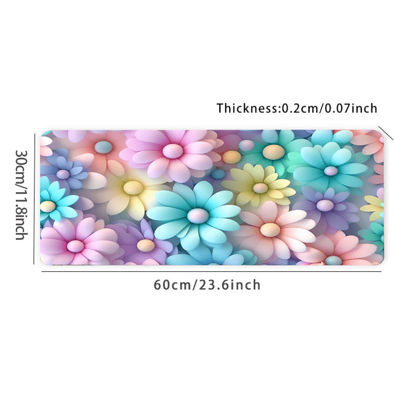 Large 31.4x15.7In Colorful Flower Mouse Pad - Vibrant Aesthetic Design, Non-Slip Rubber Base, Stitched Edge, Water-Resistant, Durable, and Easy-to-Clean - Perfect Gift for Office, School, Teen, Girlfriend, Boyfriend, and Game