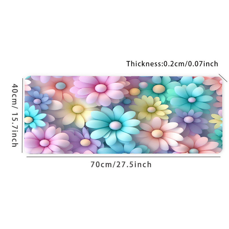 Large 31.4x15.7In Colorful Flower Mouse Pad - Vibrant Aesthetic Design, Non-Slip Rubber Base, Stitched Edge, Water-Resistant, Durable, and Easy-to-Clean - Perfect Gift for Office, School, Teen, Girlfriend, Boyfriend, and Game