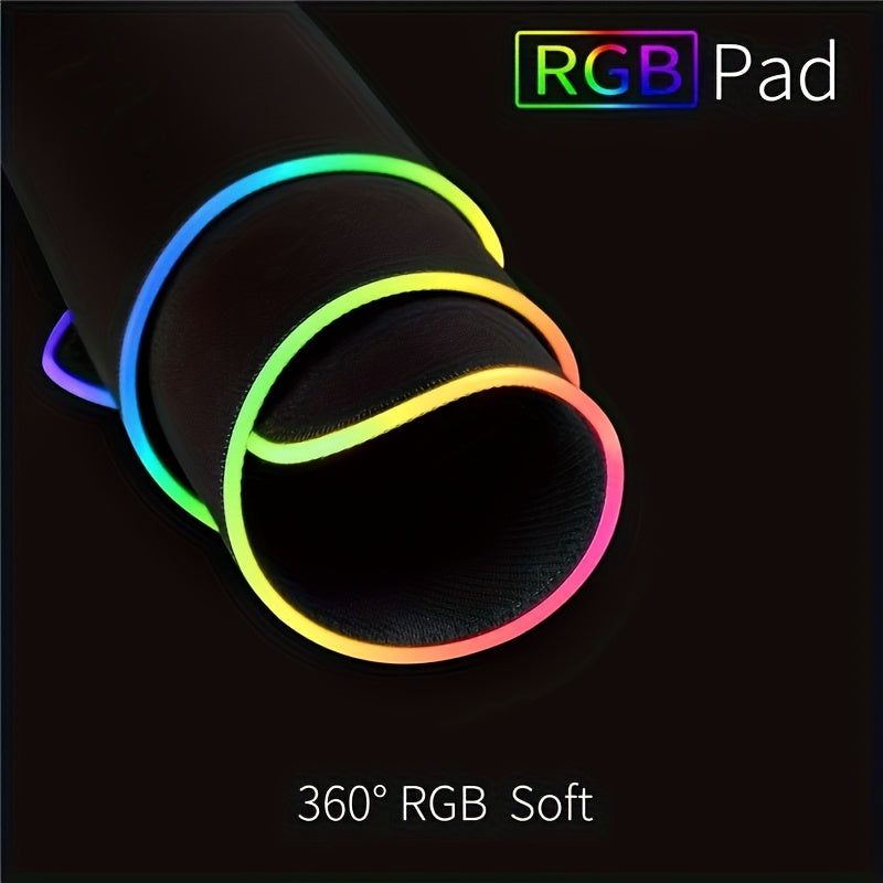 3-Pack RGB Gaming Mouse Pad & Desk Mat with Non-Slip Rubber Base, Soft Surface, RGB Lighting Compatible, Anti-Slip Base for PC, Office, Streaming - Large Gaming Mousepad for Keyboard and Mouse, Compatible with RGB Lighting Sy
