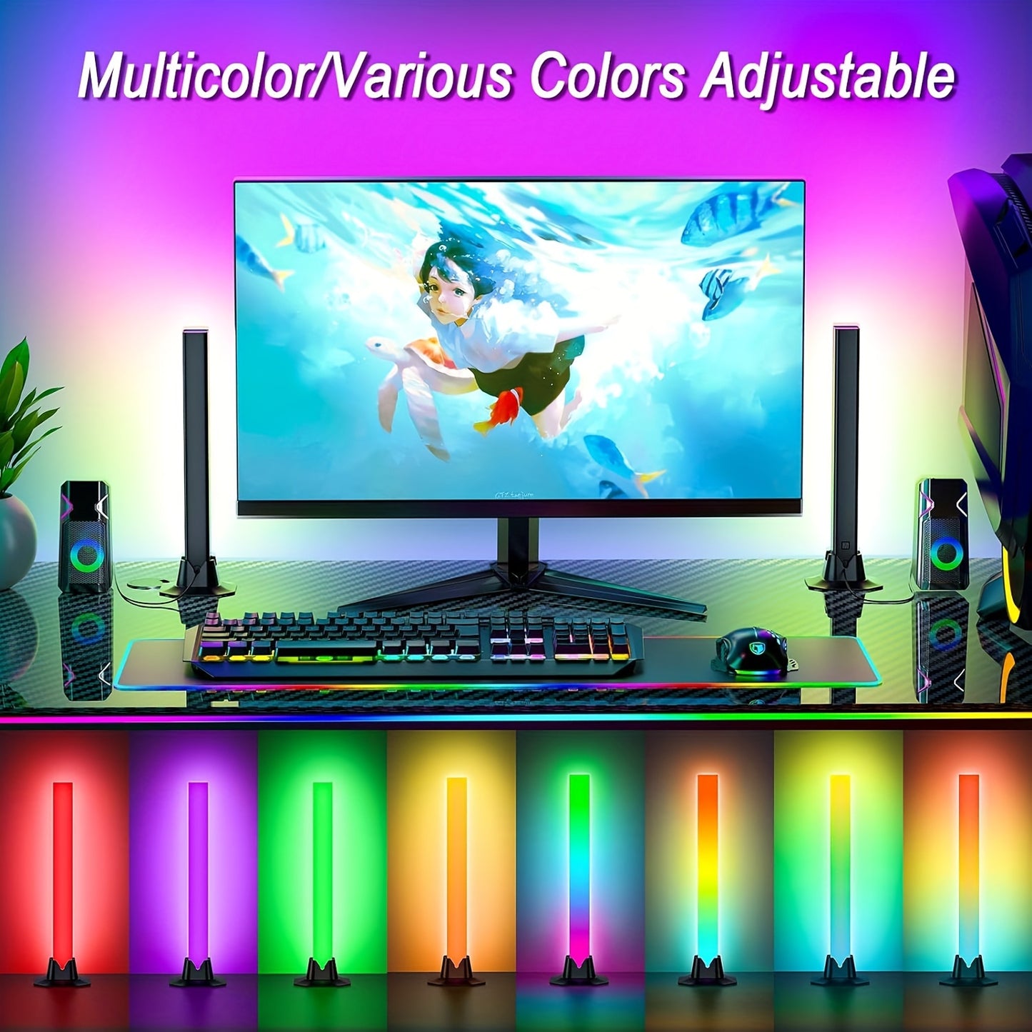 2-Pack RGB+IC LED Light Bars, USB With 24 Keys Remote Control, Gaming Lights, Backlights RGB+IC TV Backlights With Scene Modes And Music Modes For Gaming, Pictures, PC, TV, Room Decor Gaming Setup