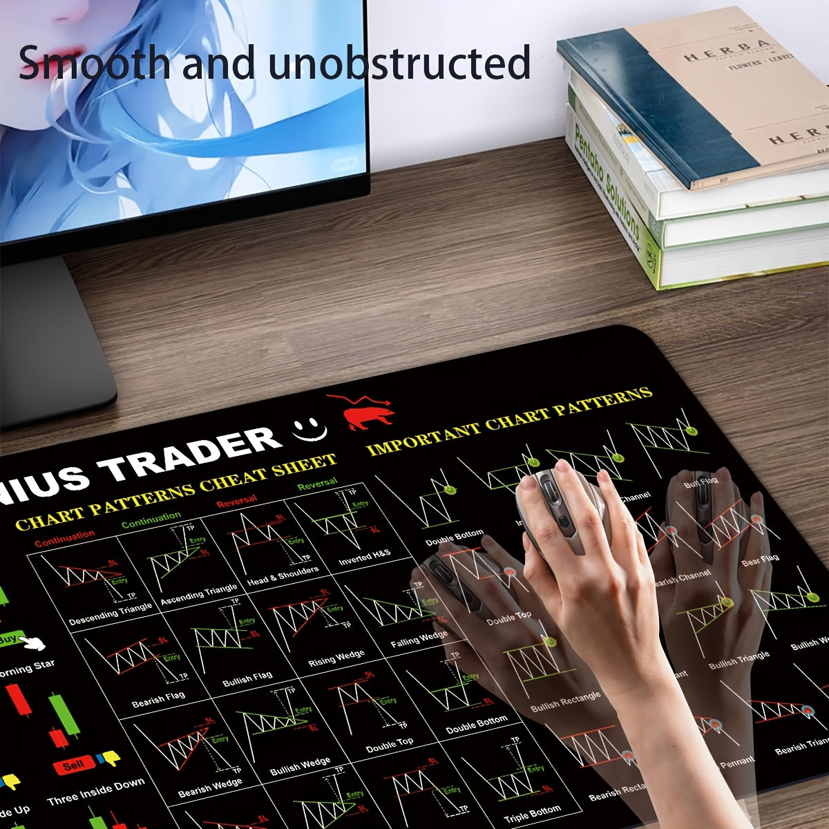 1pc Extended Gaming Mouse Pad, Laptop Keyboard Mat, Study Desk Protector - THE GENIUS TRADER Stock Learning Pattern - Durable, Non-Slip Backing, Multiple Sizes Available (Small, XL, XXL) - Suitable for Home, Office, Work, Gam