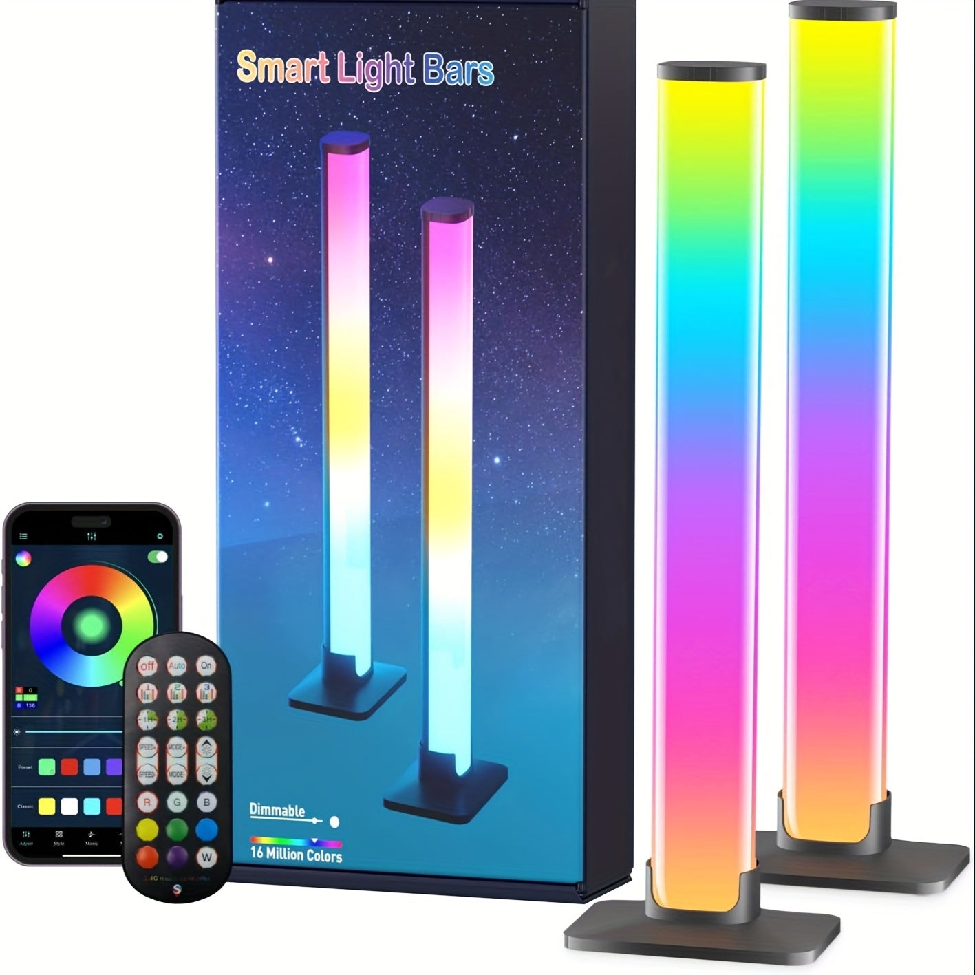 2-Pack RGB+IC LED Light Bars, USB With 24 Keys Remote Control, Gaming Lights, Backlights RGB+IC TV Backlights With Scene Modes And Music Modes For Gaming, Pictures, PC, TV, Room Decor Gaming Setup