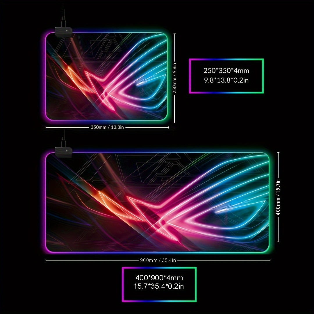 BJ05-RGB Mouse Pad, LED Backlit Sewn  Large Keyboard Table Pad, 400*900mm Plus Game Player Accessories Mouse Pad, 4mm Thick Non-slip Decorative Table Pad, Office Mouse and Keyboard Pad, Student Table Mat.