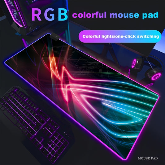 BJ05-RGB Mouse Pad, LED Backlit Sewn  Large Keyboard Table Pad, 400*900mm Plus Game Player Accessories Mouse Pad, 4mm Thick Non-slip Decorative Table Pad, Office Mouse and Keyboard Pad, Student Table Mat.