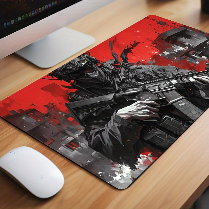 A Large, Thick, Cool Mouse Pad with a Warrior Design, Waterproof And Non-Slip, Suitable for Gaming, Studying, And Office Use.