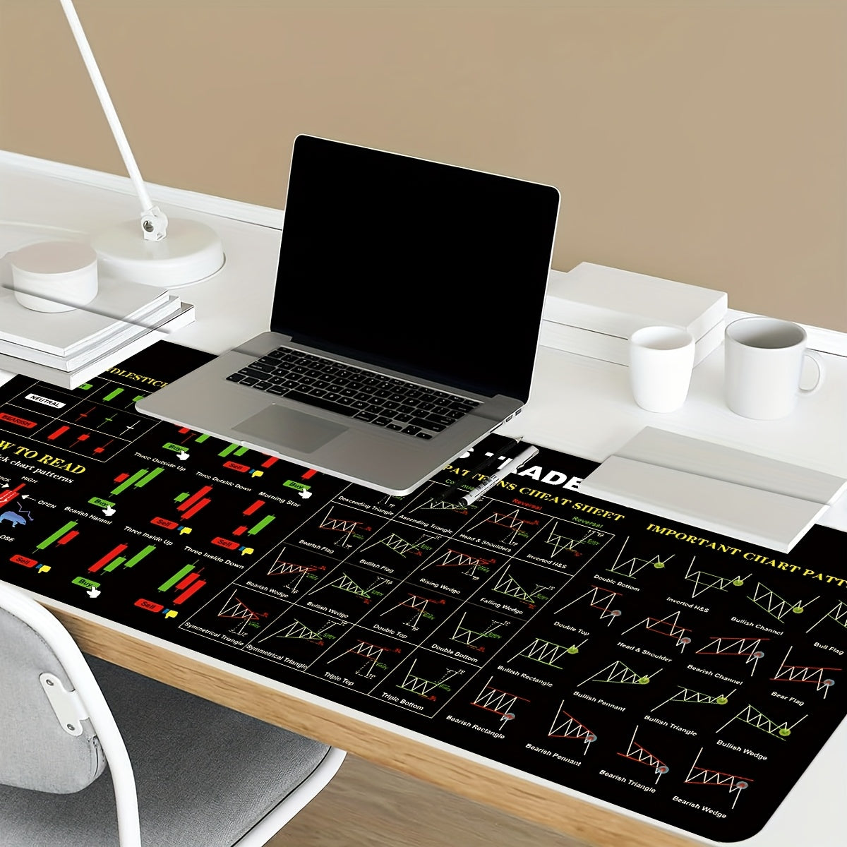 1pc Extended Gaming Mouse Pad, Laptop Keyboard Mat, Study Desk Protector - THE GENIUS TRADER Stock Learning Pattern - Durable, Non-Slip Backing, Multiple Sizes Available (Small, XL, XXL) - Suitable for Home, Office, Work, Gam