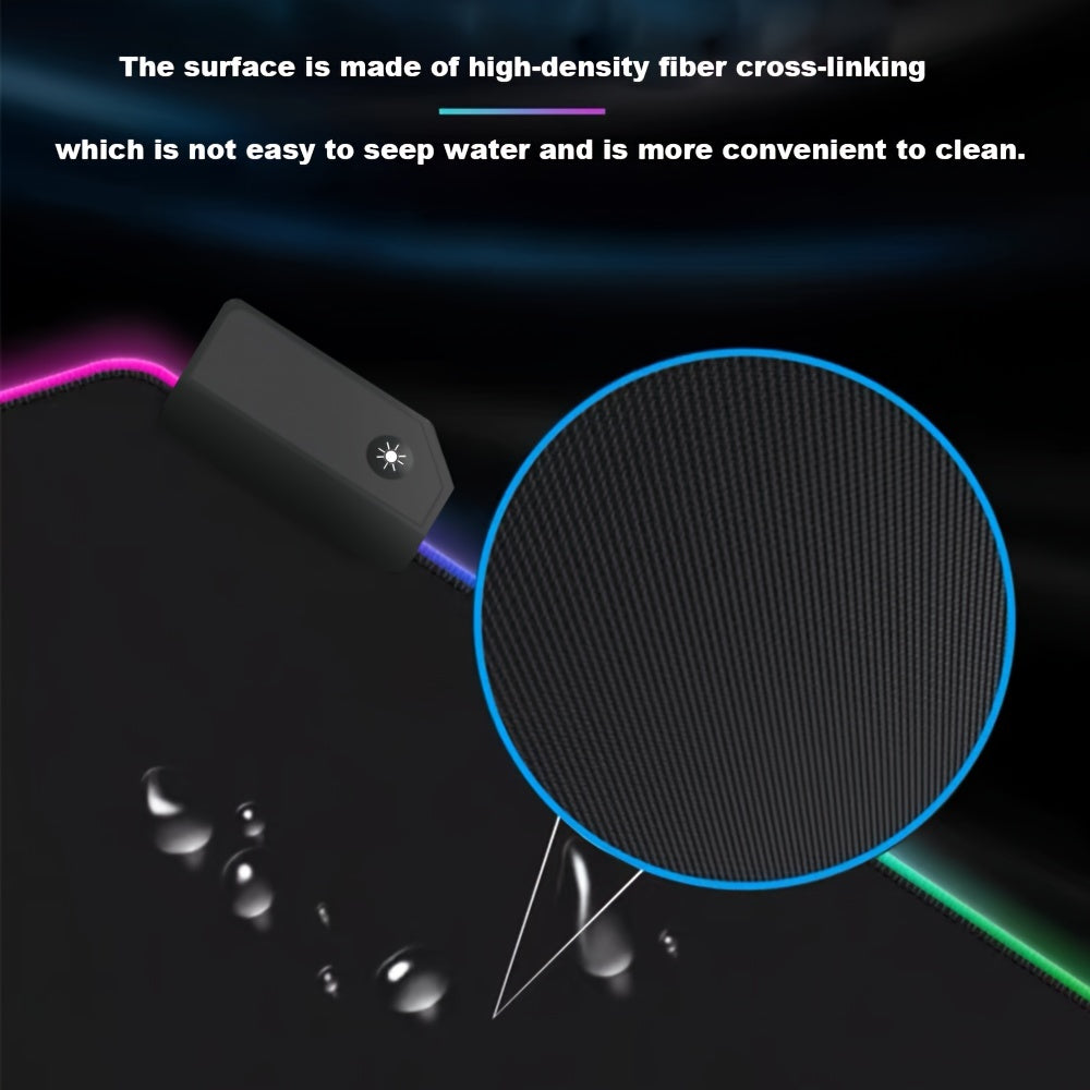 BJ05-RGB Mouse Pad, LED Backlit Sewn  Large Keyboard Table Pad, 400*900mm Plus Game Player Accessories Mouse Pad, 4mm Thick Non-slip Decorative Table Pad, Office Mouse and Keyboard Pad, Student Table Mat.