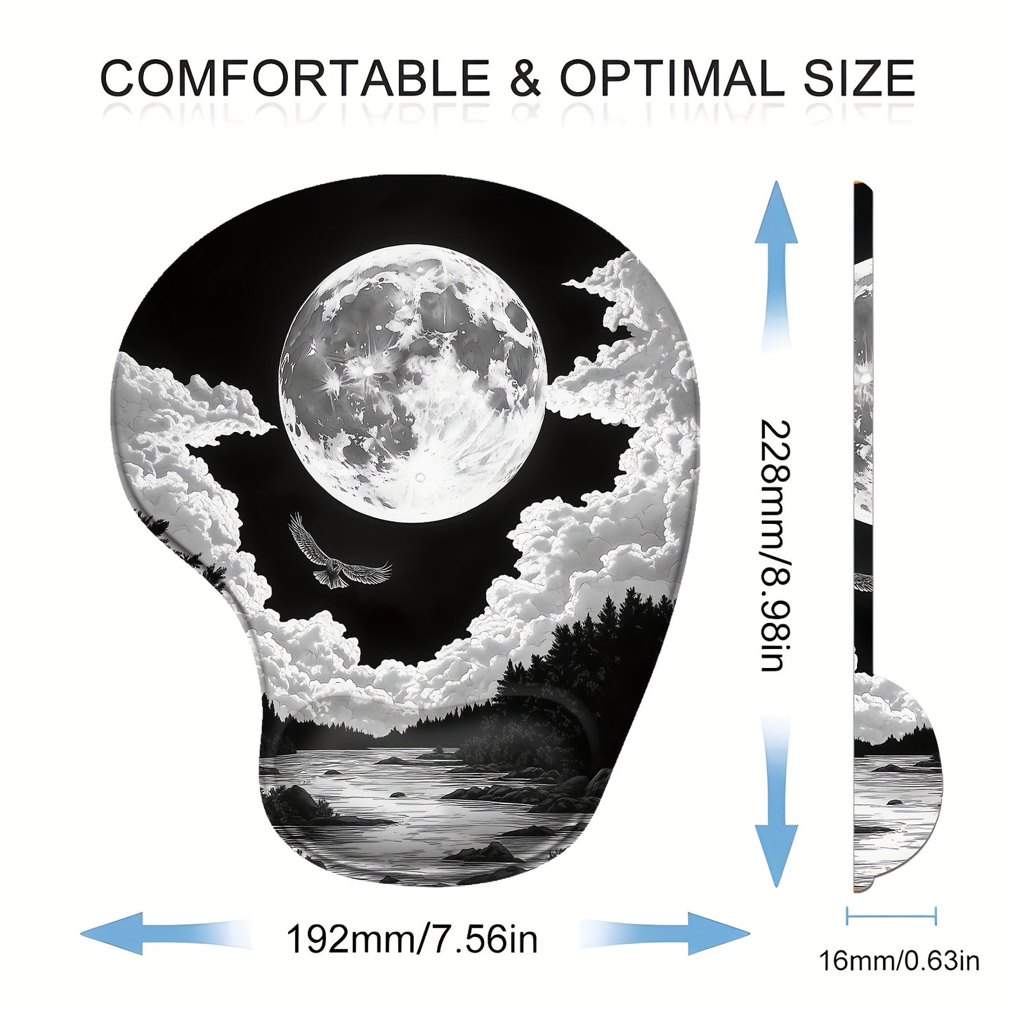XXL Anime Moon Mountains Gaming Mouse Pad, Large Desk Mat, Non-Slip Rubber Base, Washable Keyboard and Mouse Mat with Stitched Edges, 35. 4x15. 75in, Desk Decor, Computer Mat, BHJLAXR