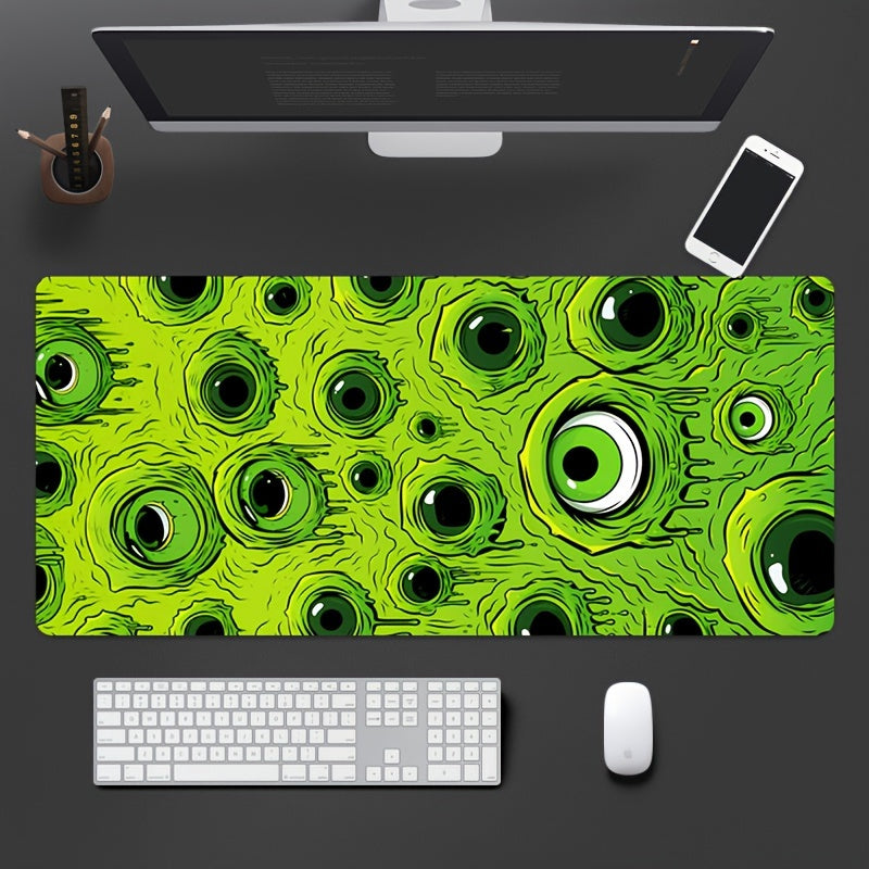 Green Eyes Pattern Waterproof Mouse Pad, Desktop Pad, Large Game Mouse Pad, E-Sports Office Keyboard Pad, Non-slip Mouse Pad