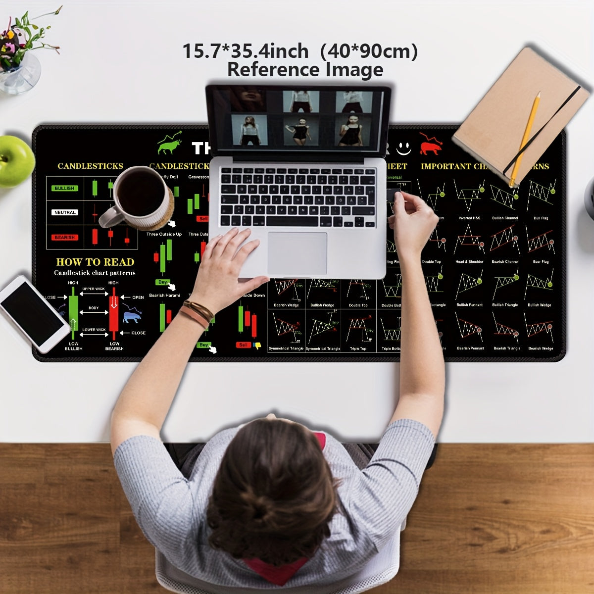 1pc Extended Gaming Mouse Pad, Laptop Keyboard Mat, Study Desk Protector - THE GENIUS TRADER Stock Learning Pattern - Durable, Non-Slip Backing, Multiple Sizes Available (Small, XL, XXL) - Suitable for Home, Office, Work, Gam