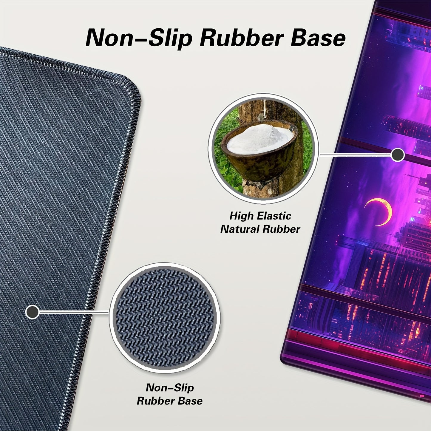 BHJLAXR Extended Gaming Mouse Pad with Cat Design, Non-Slip Rubber Base, Stitched Edges, Multi-Functional Large Desk Mat for Computer, Keyboard, and Mouse, 35. 4x15. 7 inches - Vibrant Purple