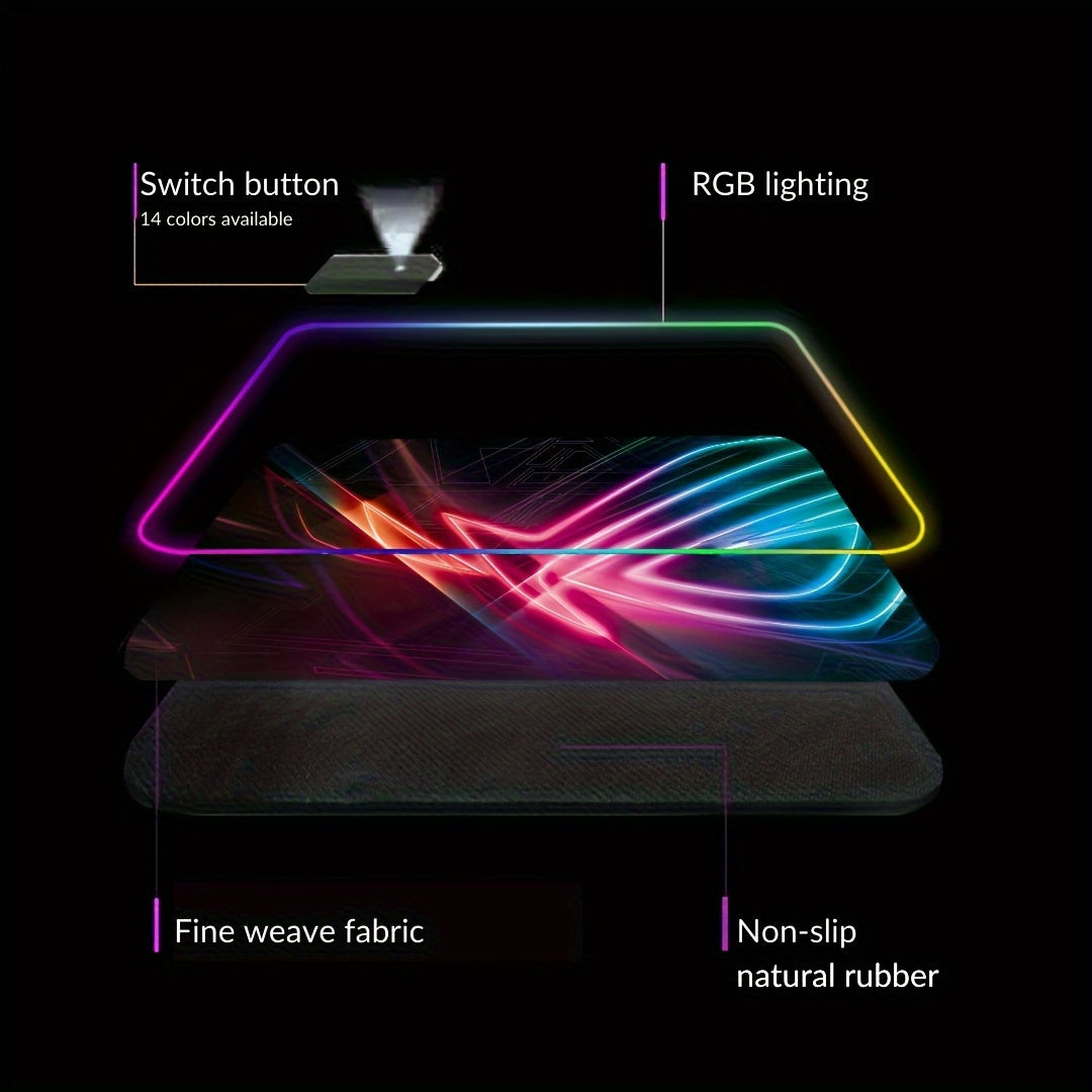 BJ05-RGB Mouse Pad, LED Backlit Sewn  Large Keyboard Table Pad, 400*900mm Plus Game Player Accessories Mouse Pad, 4mm Thick Non-slip Decorative Table Pad, Office Mouse and Keyboard Pad, Student Table Mat.