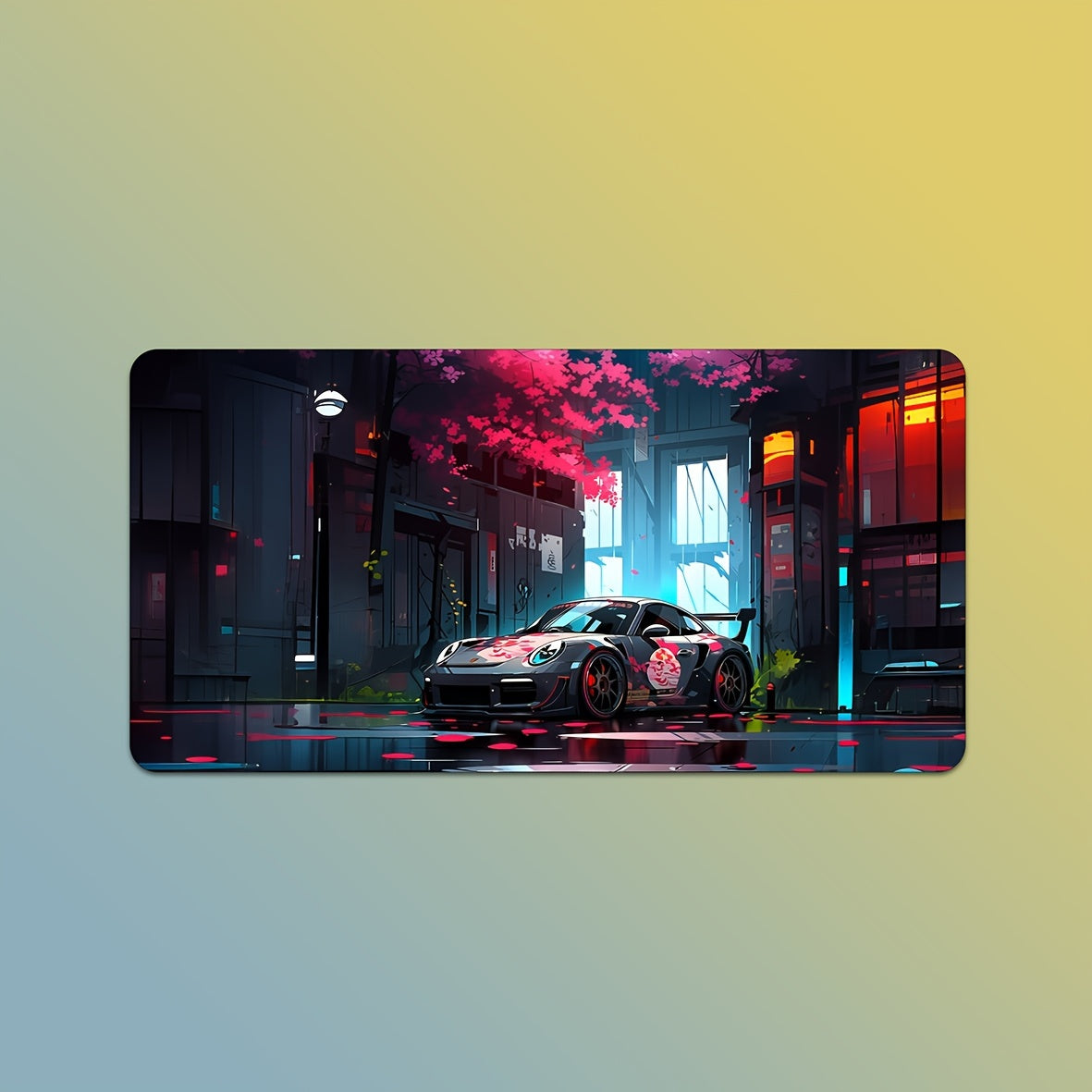 A Mouse Pad With A Drawing Of A Racing Car For Anime Games, An Anti-slip Desk Pad, And A Writing Pad.
