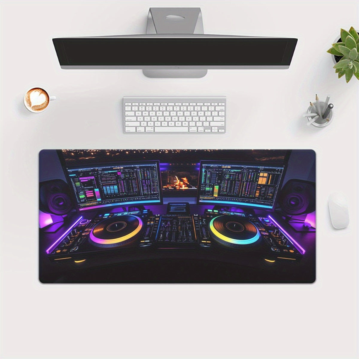 1pc Colorful DJ Equipment Setup HD Printed XXL Gaming Mouse Pad & Desk Mat - Multi-Functional, Non-Slip Rubber Base, Ultra Smooth Surface for Gaming, Office, and DJ Setup - Ideal Gift for Gamers and DJs, Gaming Desk Accessory
