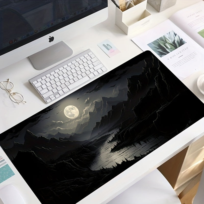 Night Moonlight Landscape Large Size Cool Mouse Pad Waterproof Non-slip For E-sports Learning Office