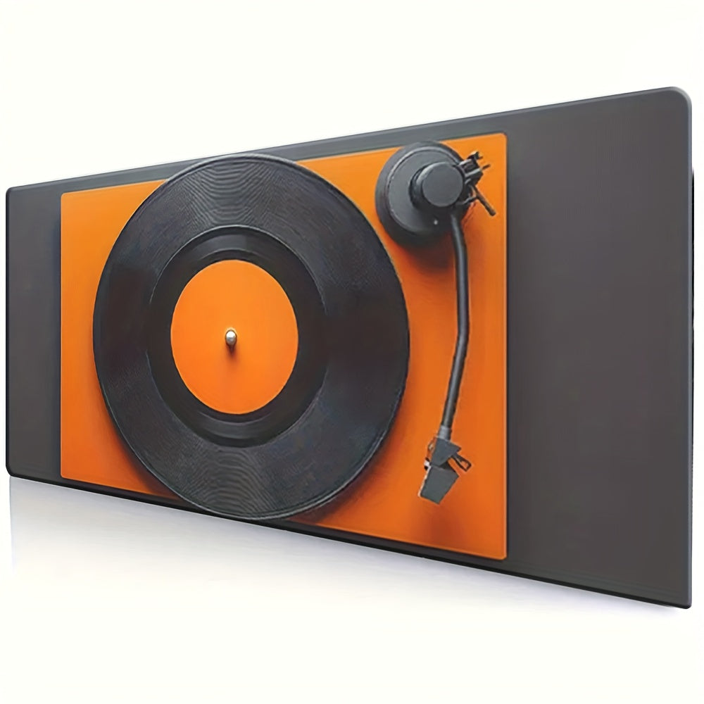1pc, Extra-large Mouse Pad, An Orange Record with HeadphonesSuitable for Computer and Laptop Gamers and Office Workers, It Is Fashionable and Durable, with a Soft Touch. The Large-sized Widened Office Gaming Mouse Pad Is a Mu
