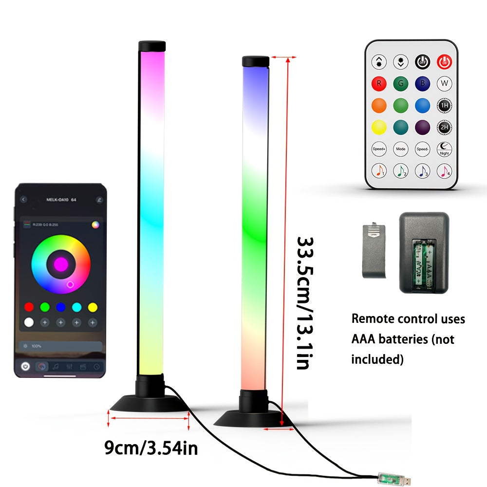 Smart LED Light Bars, RGB+IC Light Bar for Room, 16 Million Colors & 213 Preset Modes Gaming Lights, Remote Control & App Control, Dynamic Music Sync Mode TV Backlight, USB Powered Ambient Lighting---2pcs/set