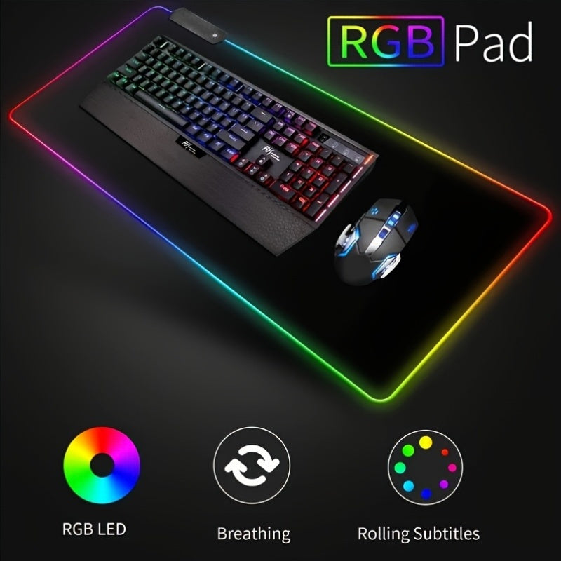 3-Pack RGB Gaming Mouse Pad & Desk Mat with Non-Slip Rubber Base, Soft Surface, RGB Lighting Compatible, Anti-Slip Base for PC, Office, Streaming - Large Gaming Mousepad for Keyboard and Mouse, Compatible with RGB Lighting Sy