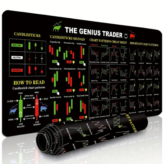1pc Extended Gaming Mouse Pad, Laptop Keyboard Mat, Study Desk Protector - THE GENIUS TRADER Stock Learning Pattern - Durable, Non-Slip Backing, Multiple Sizes Available (Small, XL, XXL) - Suitable for Home, Office, Work, Gam
