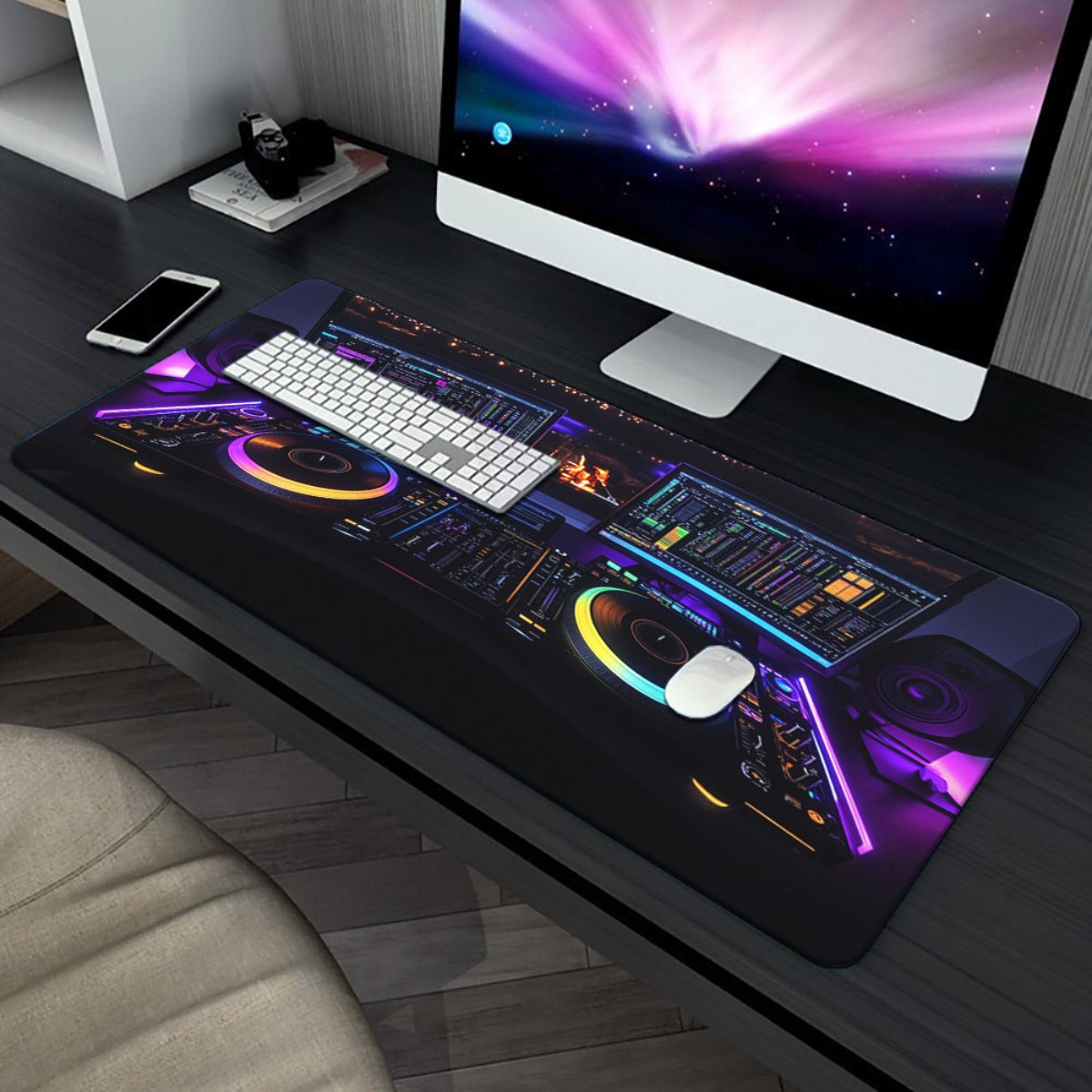 1pc Colorful DJ Equipment Setup HD Printed XXL Gaming Mouse Pad & Desk Mat - Multi-Functional, Non-Slip Rubber Base, Ultra Smooth Surface for Gaming, Office, and DJ Setup - Ideal Gift for Gamers and DJs, Gaming Desk Accessory
