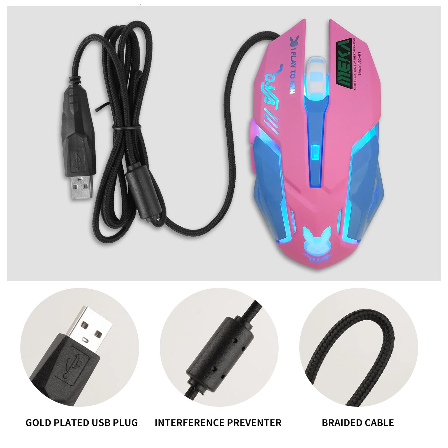 Mute pink DVR eating chicken game mouse gaming gaming mouse computer peripheral accessories mouse