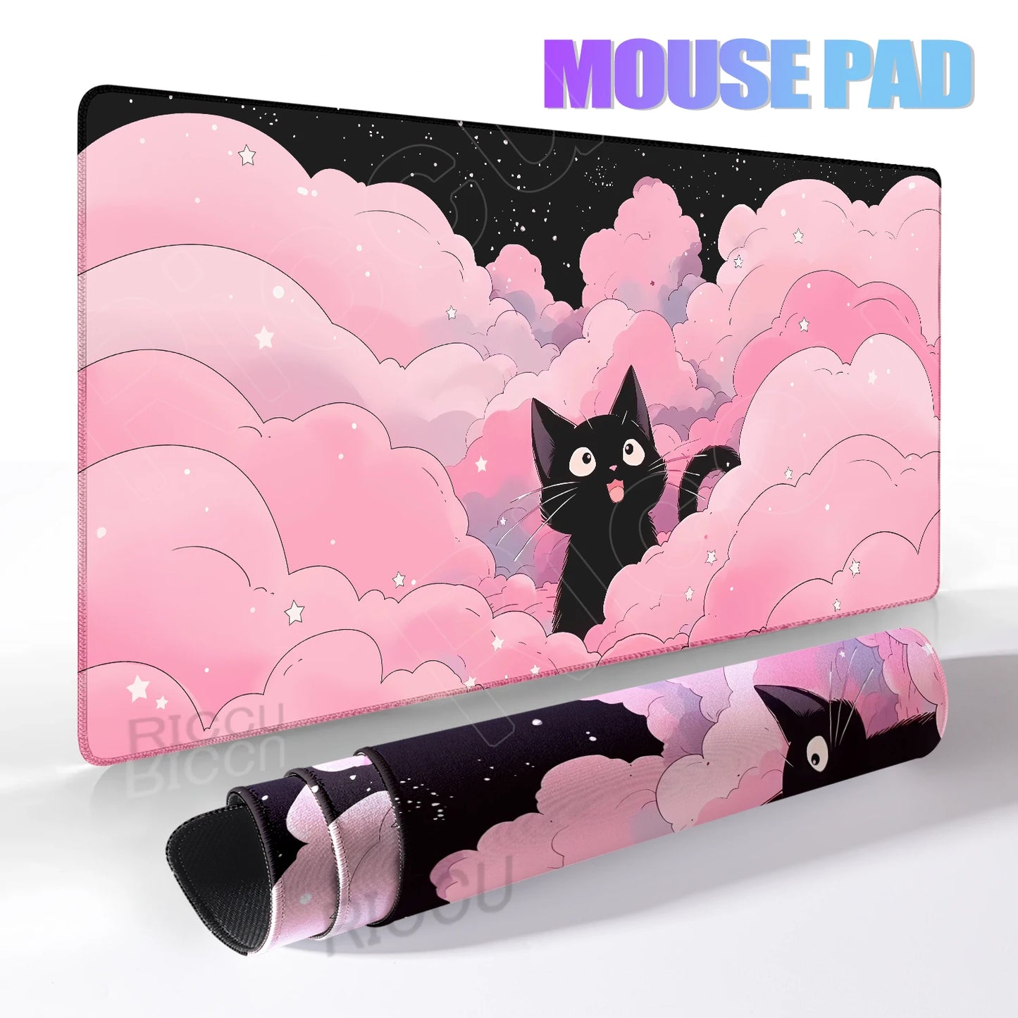 Cat Mouse Pad Office Pastel Clouds Desk Mat Large E-Sports Keyboard Pad Non-Slip Natural Rubber Mouse Mat PC Gaming Pads