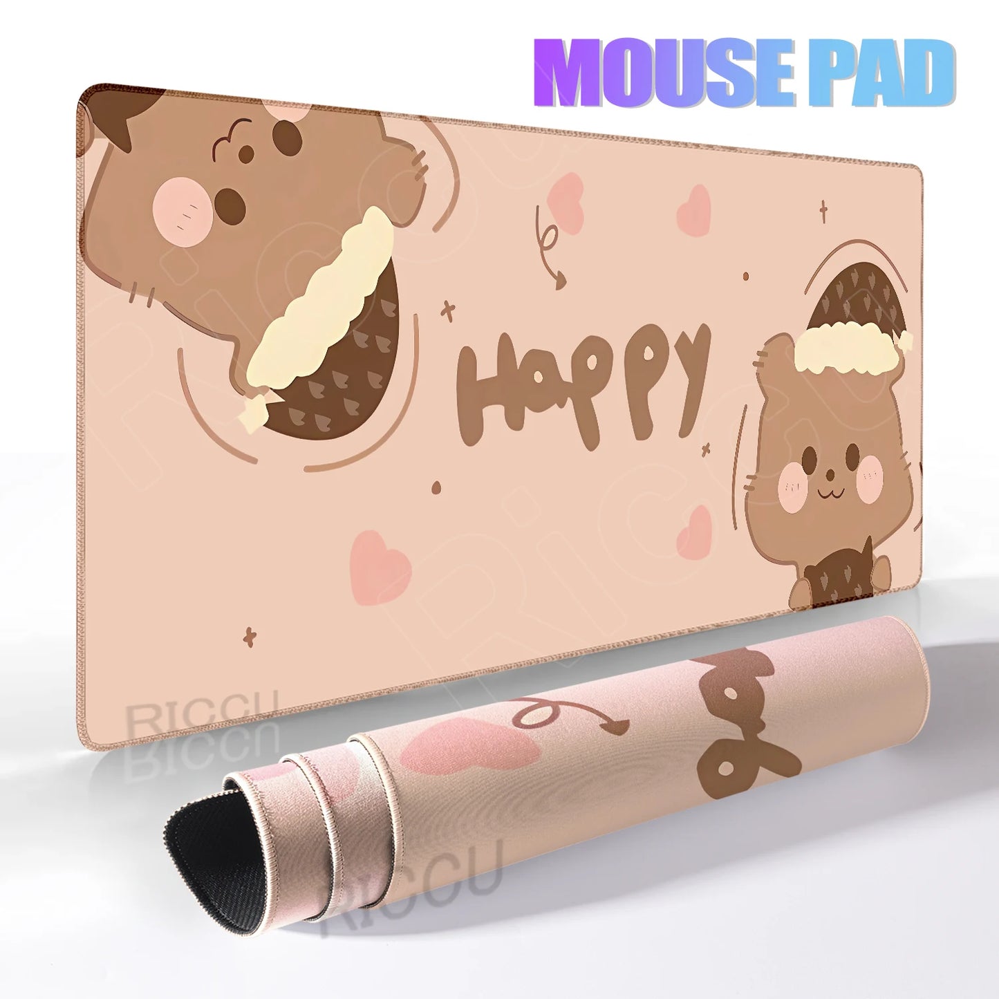 Kawaii Brown Bear Mousepad Desk Decoration Non-Slip Mat Cartoon Office Largr Mouse Pad PC Keyboard Accessories Cute Animal Pads