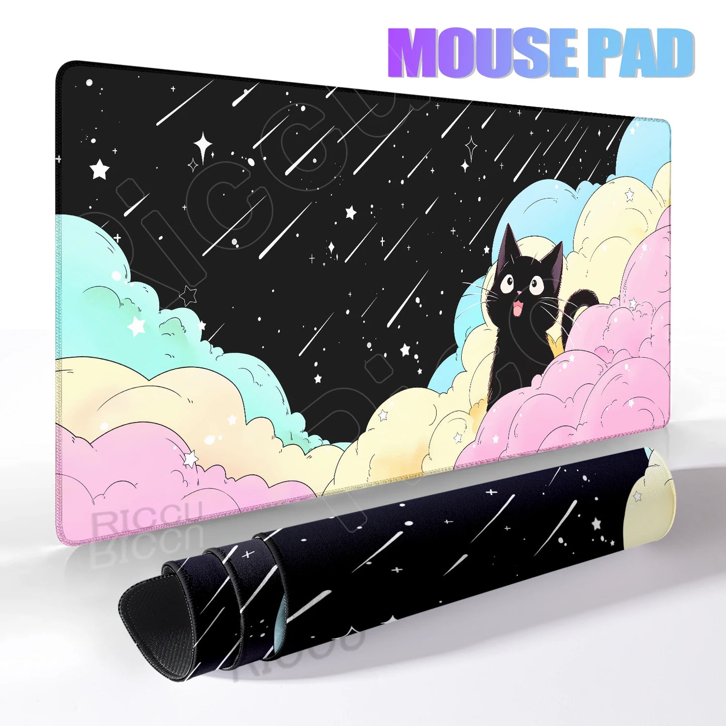 Cat Mouse Pad Office Pastel Clouds Desk Mat Large E-Sports Keyboard Pad Non-Slip Natural Rubber Mouse Mat PC Gaming Pads