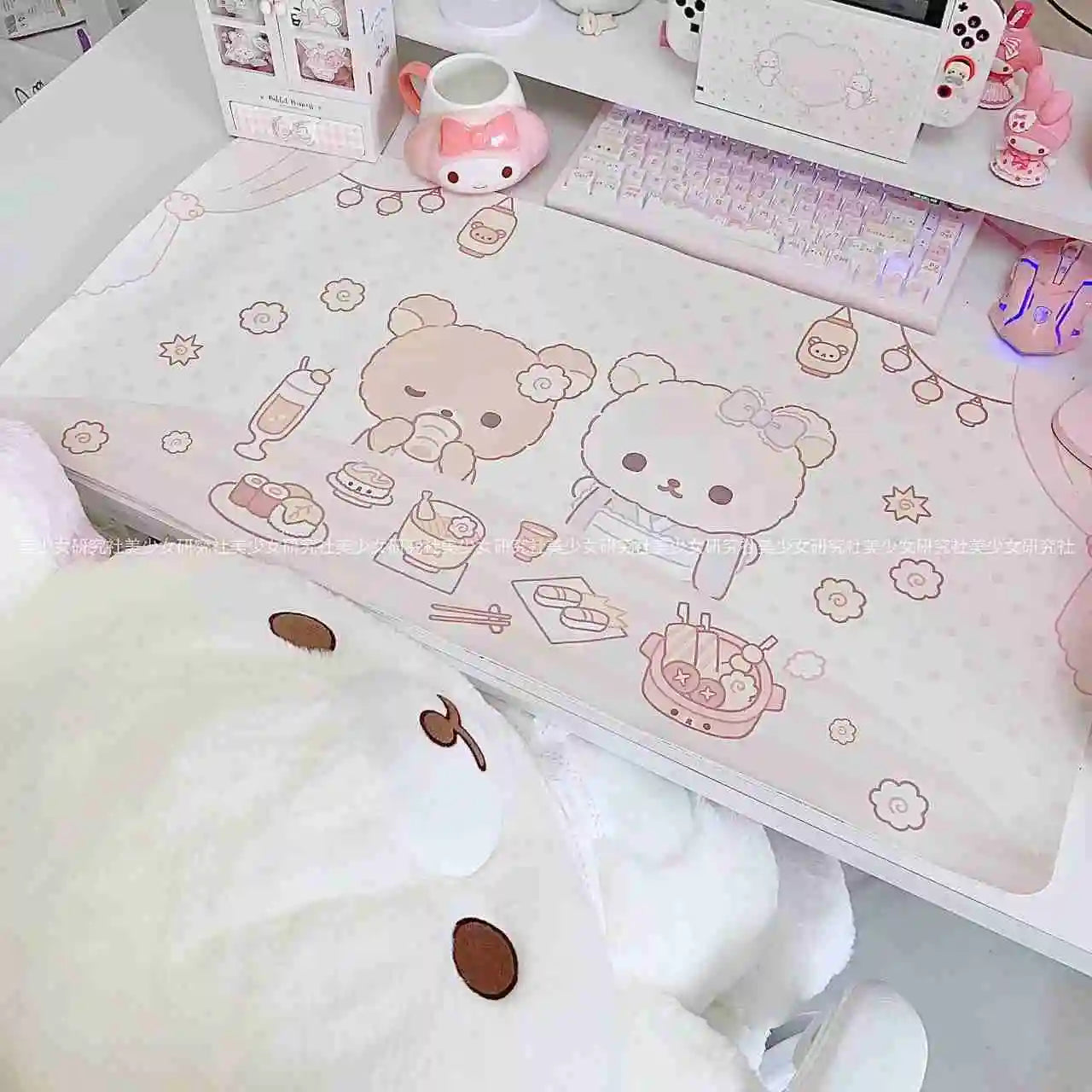 Kawaii Cute Ins Style Mouse Pad Original Cat Oversized Leather Waterproof Desk Pad Office Study Dormitory Computer Keyboard Pad