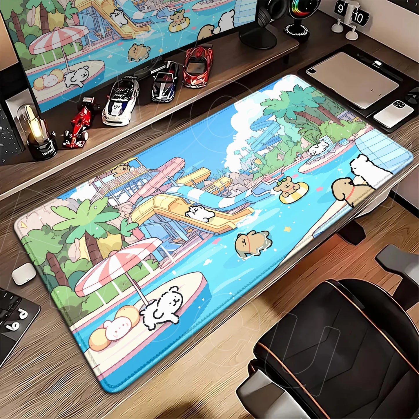 Kawaii Line Puppy Mouse Pad 90x40cm Laptop Decoration Protect Desk Mat XXL Cute Cartoon Maltese Office Non-slip Keyboard Carpets