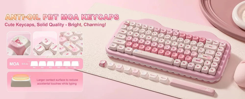 YUNZII C75 Mechanical Keyboard Tri-Mode Wireless RGB Gamer Keyboard Gasket Cute Design Hot Swap Ergonomics Gaming Accessories